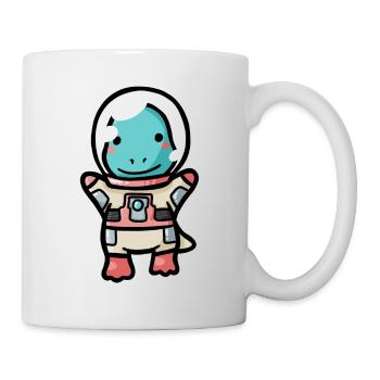 hugadino Astronaut T-Rex, Dino, süßer Dinosaurier - Tasse - Weiß - Rechts