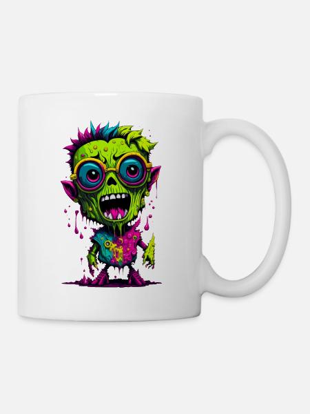 Bunter cooler Zombie - Tasse - Weiß