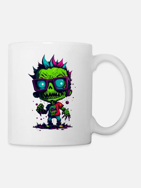 Bunter cooler Zombie - Tasse - Weiß
