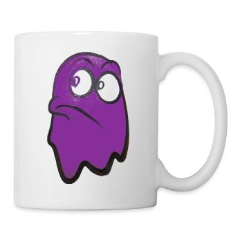 Funny fierce-looking ghost in purple - Mug - white - Right