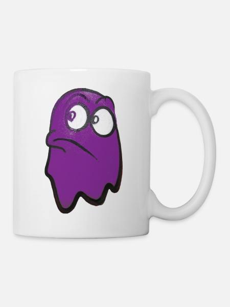 Funny fierce-looking ghost in purple - Mug - white