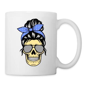 Skull - Femme avec des lunettes de soleil, rétro - Mug blanc - blanc - Droite
