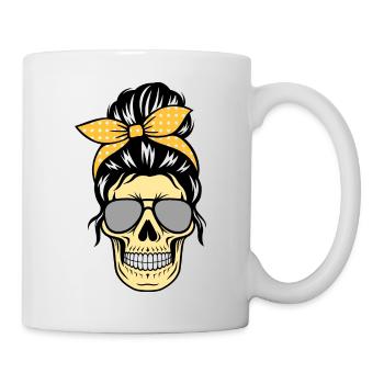 Crâne d’une femme portant des lunettes de soleil, rétro - Mug blanc - blanc - Droite