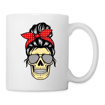Crâne d’une femme portant des lunettes de soleil, cool - Mug blanc - blanc - Droite