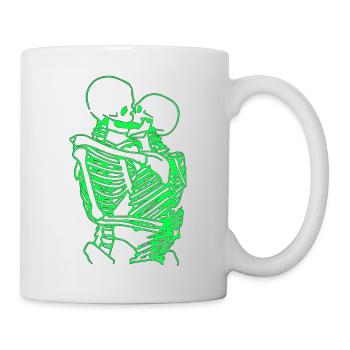skull skeleton death halloween horror black dead - Mug - white - Right
