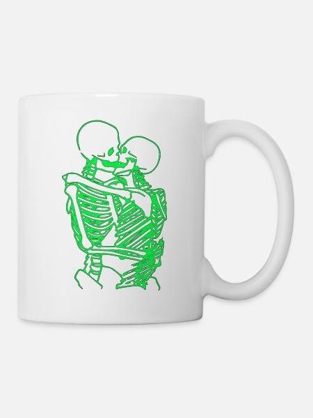skull skeleton death halloween horror black dead - Mug - white