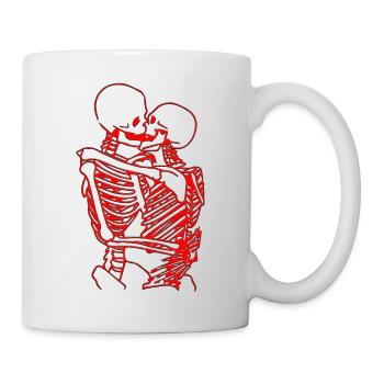 skull skeleton death halloween horror black dead - Mug - white - Right
