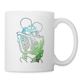 skull skeleton death halloween horror black dead - Mug - white - Right
