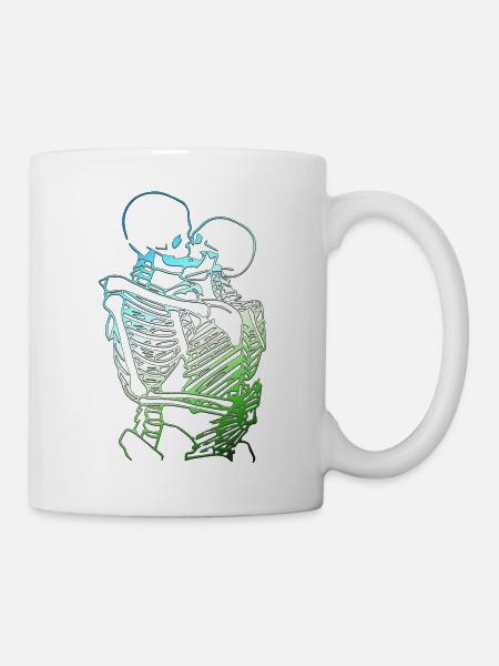 skull skeleton death halloween horror black dead - Mug - white