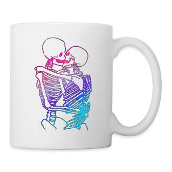 skull skeleton death halloween horror black dead - Mug - white - Right