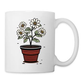 Pot de fleurs mignon style fleurs blanches - Mug blanc - blanc - Droite