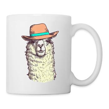 Funny hat llama - Mug - white - Right