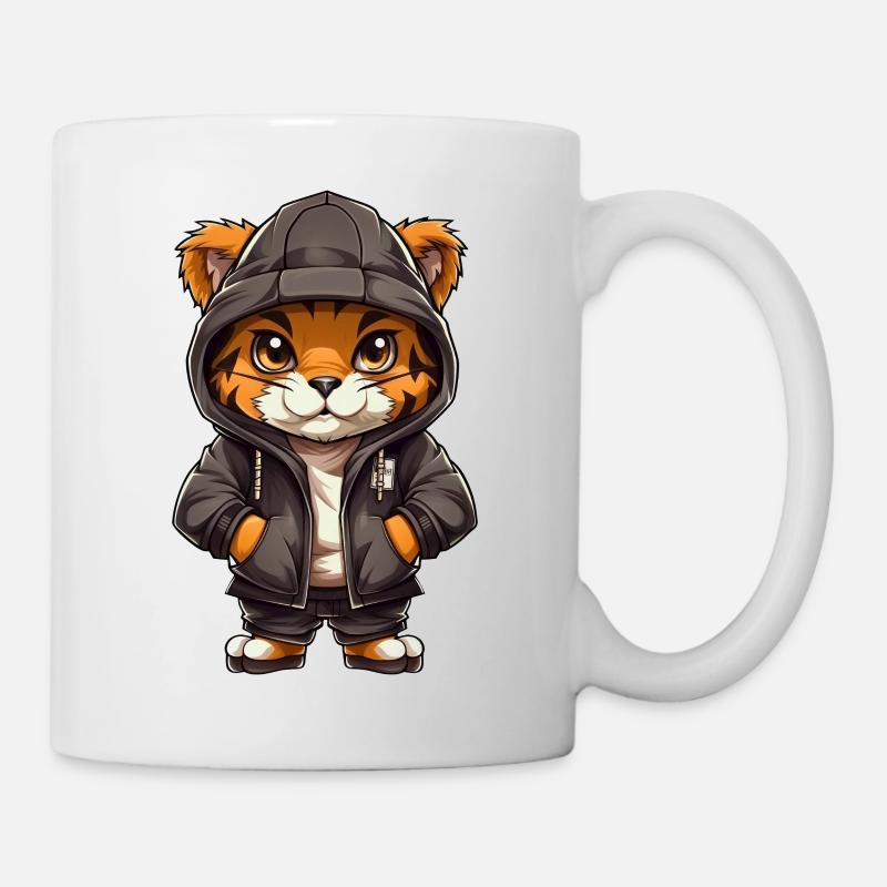 Cooler Tiger in Freizeitkleidung - Tasse - Weiß