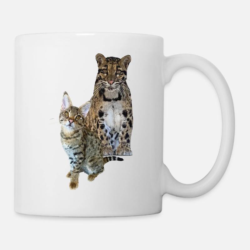 Nebelparder und Katze - Tasse - Weiß
