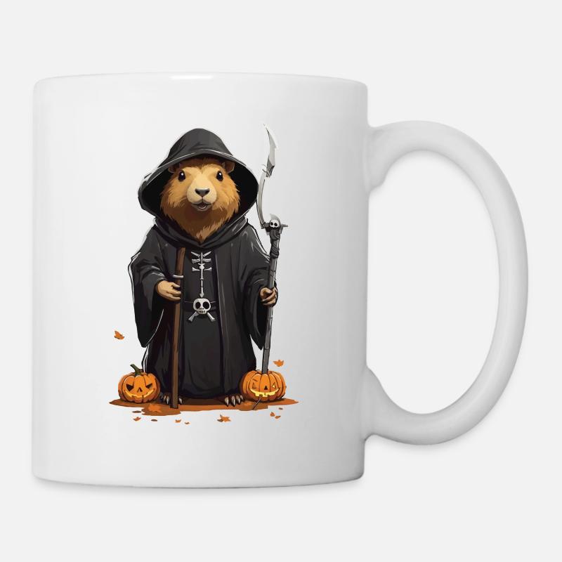 Lustiges Halloween Capybara Sensenmann Design - Tasse - Weiß