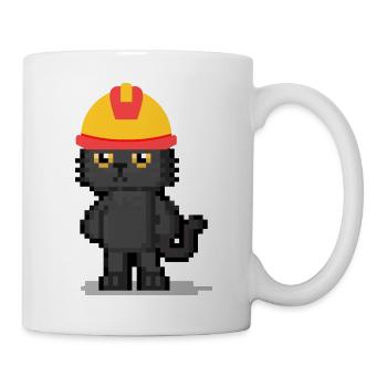 Pixel Cat Cute Cartoon Black Cat Lovers Gifts - Mug - white - Right