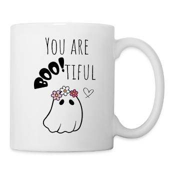 Halloween Ghost "You Are Bootiful" Comic Black - Mug - white - Right