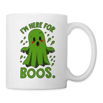 Spooky Cute Kawaii Ghost Design – Im Here For Boos - Mug - white - Right