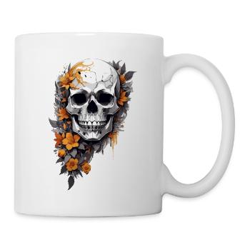 Totenkopf mit Blumen - Tasse - Weiß - Rechts