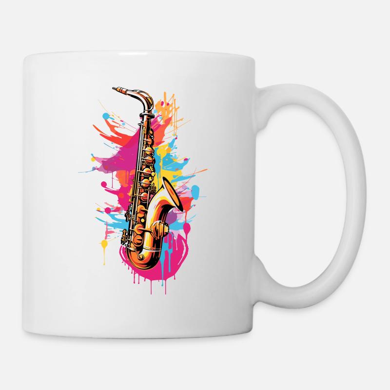 Saxophone coloré - Mug blanc - blanc