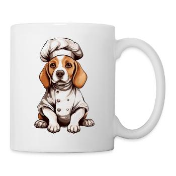 Beagle-Hund mit Kochmütze - Niedliches Design - Tasse - Weiß - Rechts