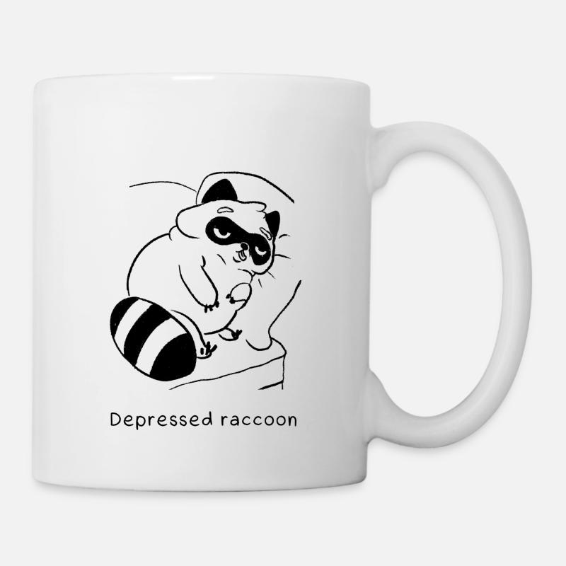 Types de ratons laveurs | Raton laveur déprimé - Mug blanc - blanc