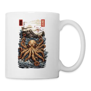 Style esthétique japonais ukiyo-e octopus avec kanji - Mug blanc - blanc - Droite