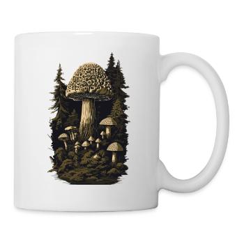 Morchel Retro Wald & Pilze Magie in der Natur - Tasse - Weiß - Rechts