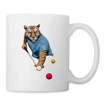 CAT PLAYING SNOOKER, BILLIARDS, POOL SNOOKER TIGER - Mug - white - Right