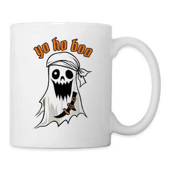 Lustig Halloween Piraten Geist T-Shirt Sweatshirt - Tasse - Weiß - Rechts