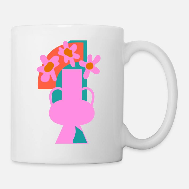 Collage aus Topfblumen - Tasse - Weiß