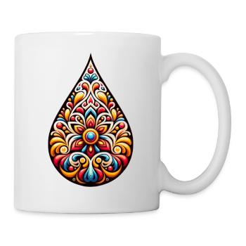 Farbenfroher Tropfen, inspiriert von traditioneller russischer Kunst - Tasse - Weiß - Rechts