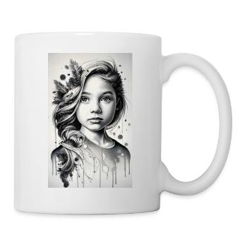 Fille en noir et blanc - Mug blanc - blanc - Droite
