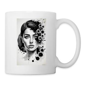 femme noire et blanche - Mug blanc - blanc - Droite