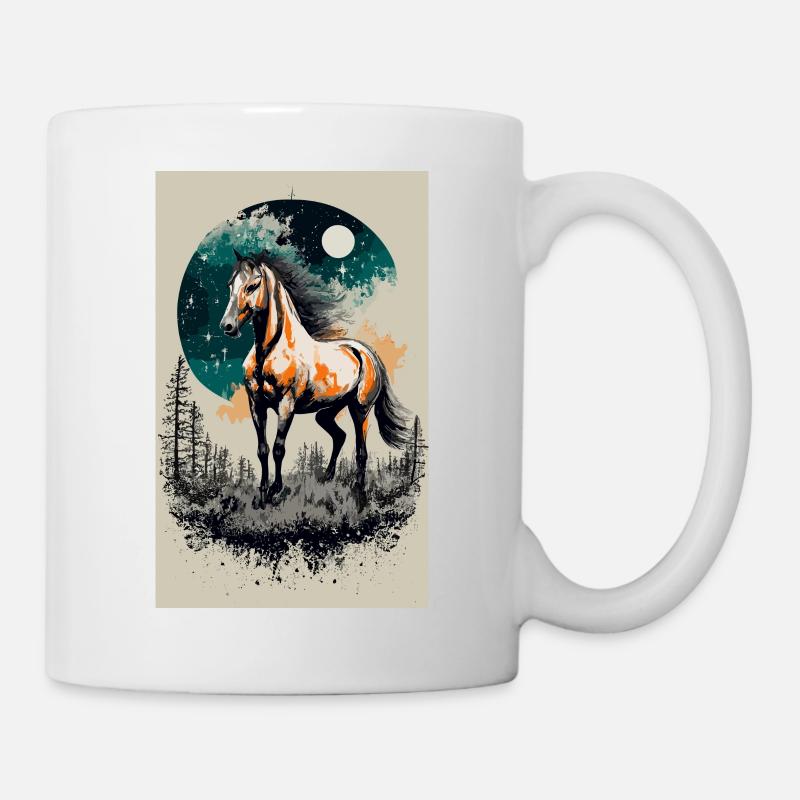 horse under the full moon - Mug - white