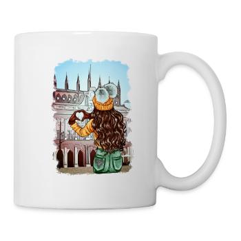 Frau Rathaus Rostock Illustration - Tasse - Weiß - Rechts
