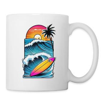 surf plage palmier soleil vacances - Mug blanc - blanc - Droite
