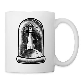 Tattoo style Lighthouse in a Tall Glass dome - Mug - white - Right