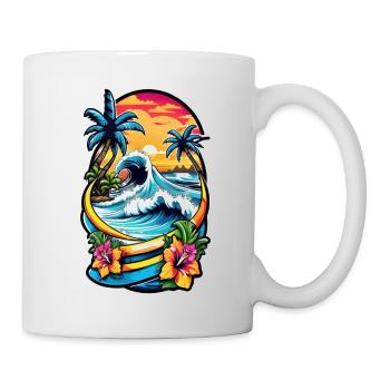 Surfing Beach Palm Tree Sunshine Holidays - Mug - white - Right