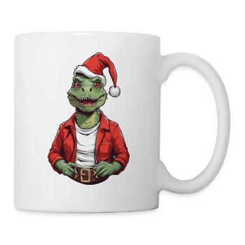 Festlicher T-Rex Weihnachtsmann Weihnachten Design - Tasse - Weiß - Rechts