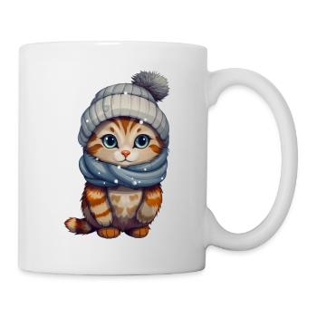 chat mignon avec chapeau et écharpe - Mug blanc - blanc - Droite