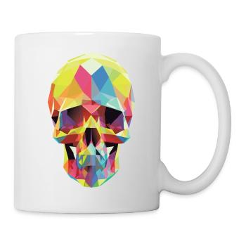 Low-Poly-Schädel - Tasse - Weiß - Rechts
