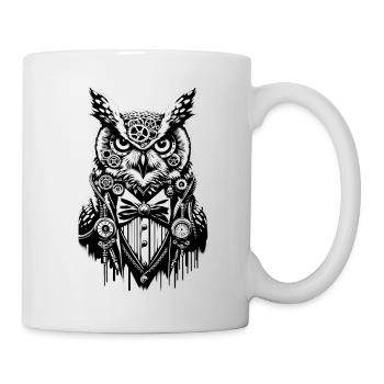 Nacht-Eule | Technik-Eule | Nerd-Uhu - Tasse - Weiß - Rechts