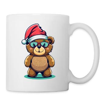 Teddy bear with Christmas hat - Mug - white - Right