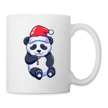 Süßer Panda mit Weihnachtsmütze - Tasse - Weiß - Rechts