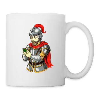 Knight with smartphone - Mug - white - Right