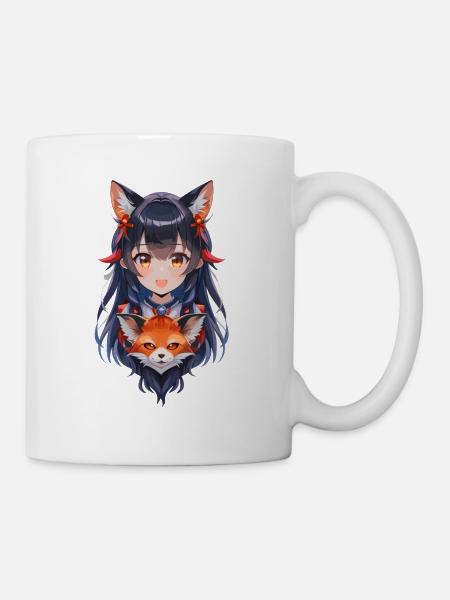 Manga Girl avec Fox - Mug blanc - blanc