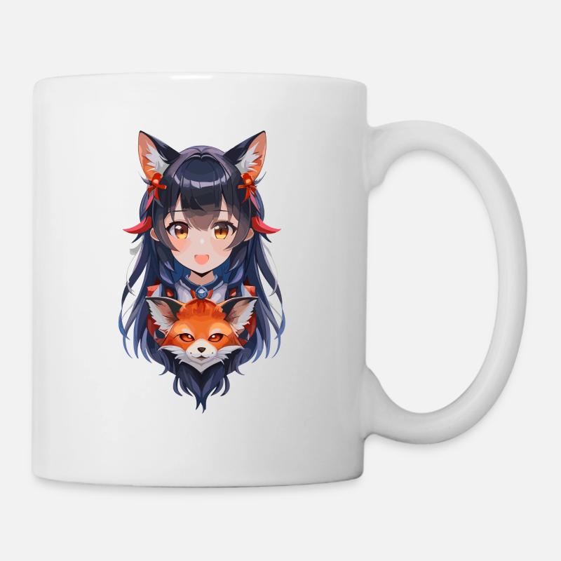 Manga Girl avec Fox - Mug blanc - blanc