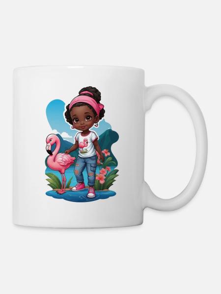 Idée cadeau flamant rose pour les enfants - Mug blanc - blanc