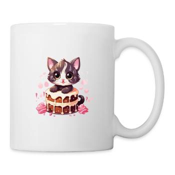 Katze Kuchen Torte Naschkatze Backen Süß Lustig - Tasse - Weiß - Rechts